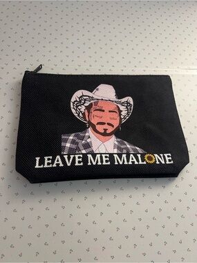 post malone leave me malone makeup bag black canvas zip pouch cowboy